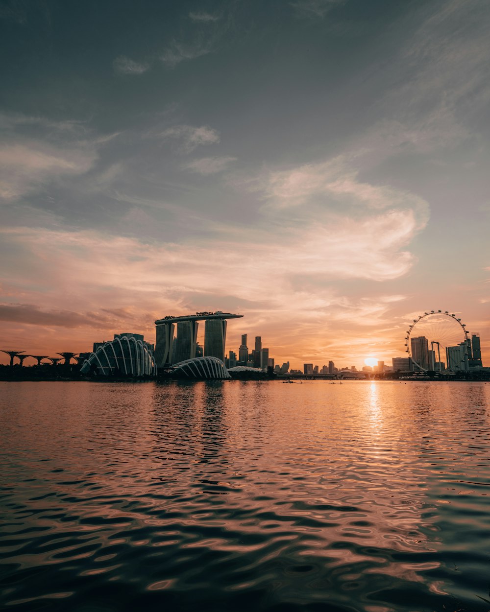 Marina Bay skyline at sunset